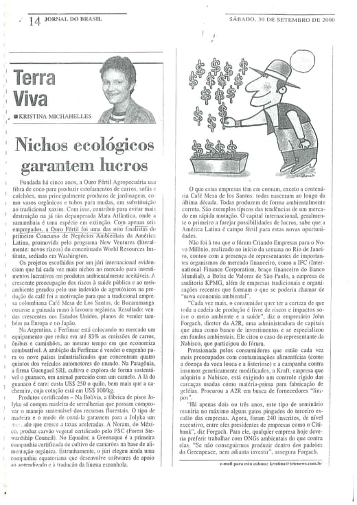 Coluna Terra Viva do Jornal do Brasil de 30 de setembro de 2000